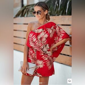 Cupshe Black and Cream Leaf Print Jumpsuit